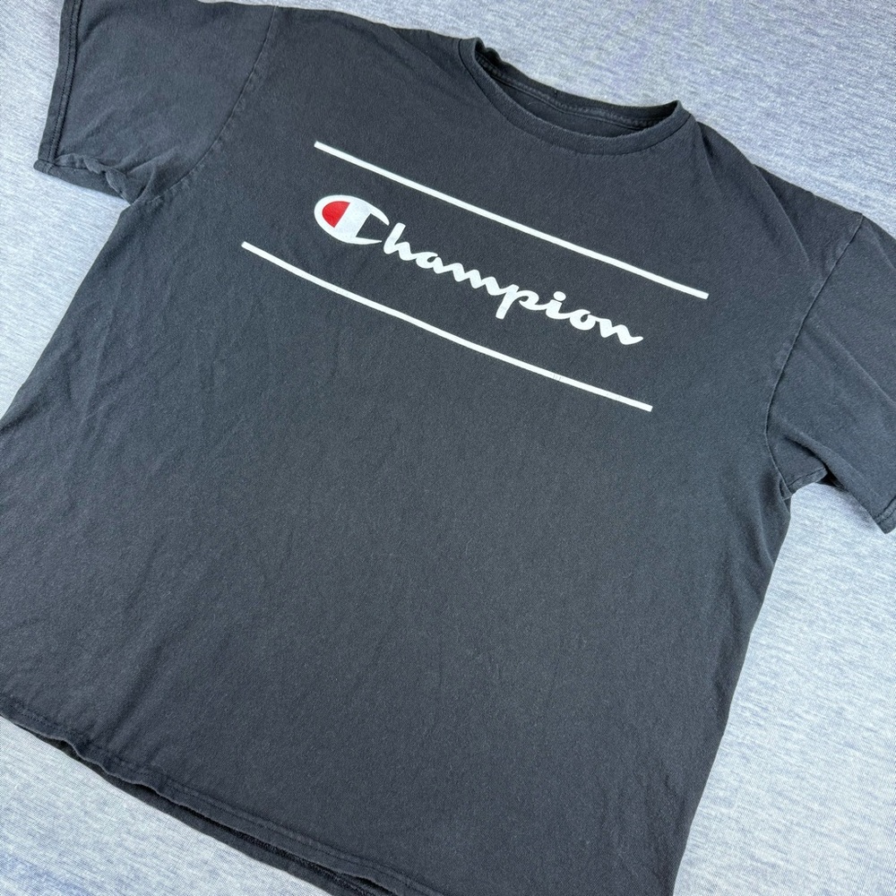 Champion Men's Classic‎ Graphic Printed T-Shirt Casual Streetwear Black Size XL